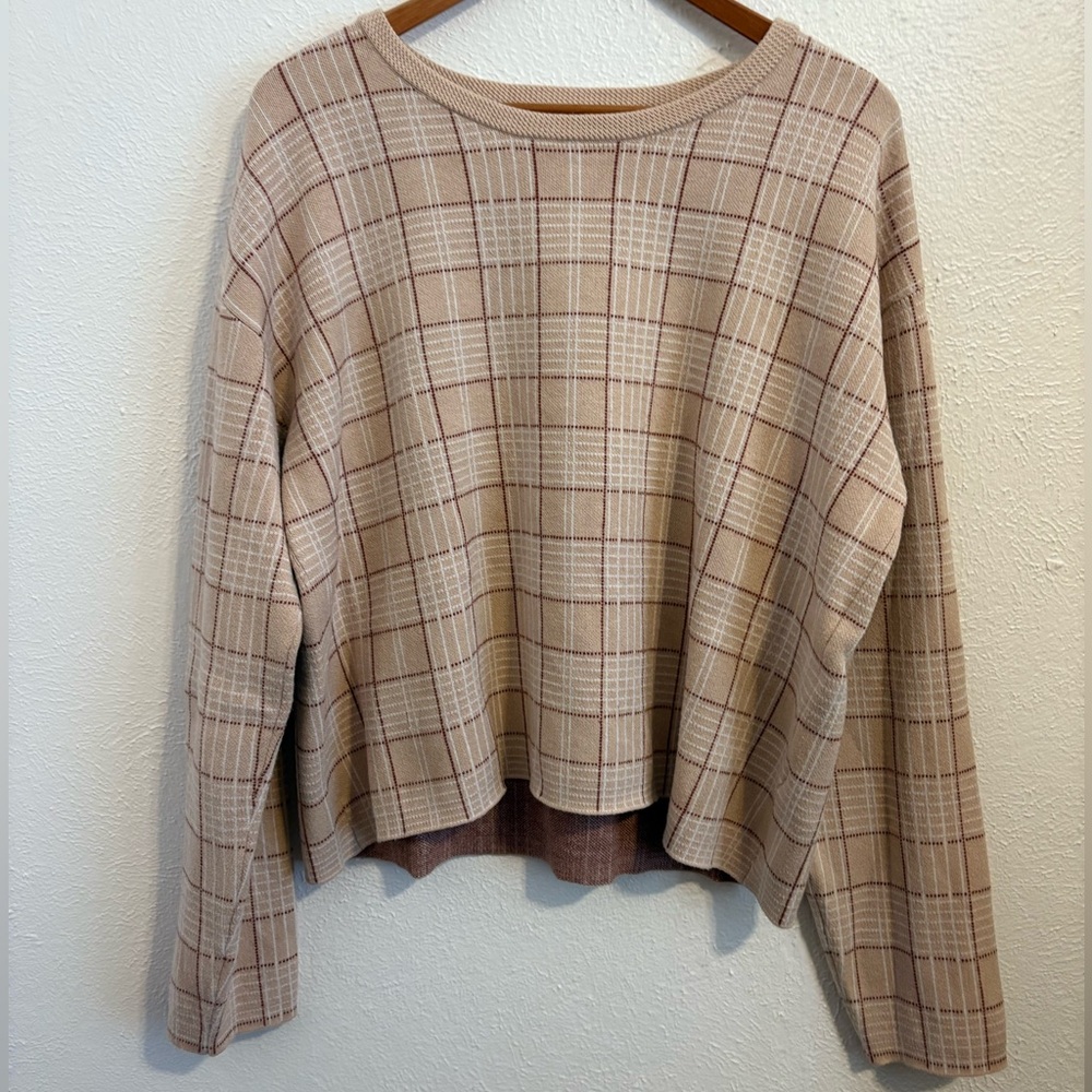 Tahari Plaid Sweater, Size XL